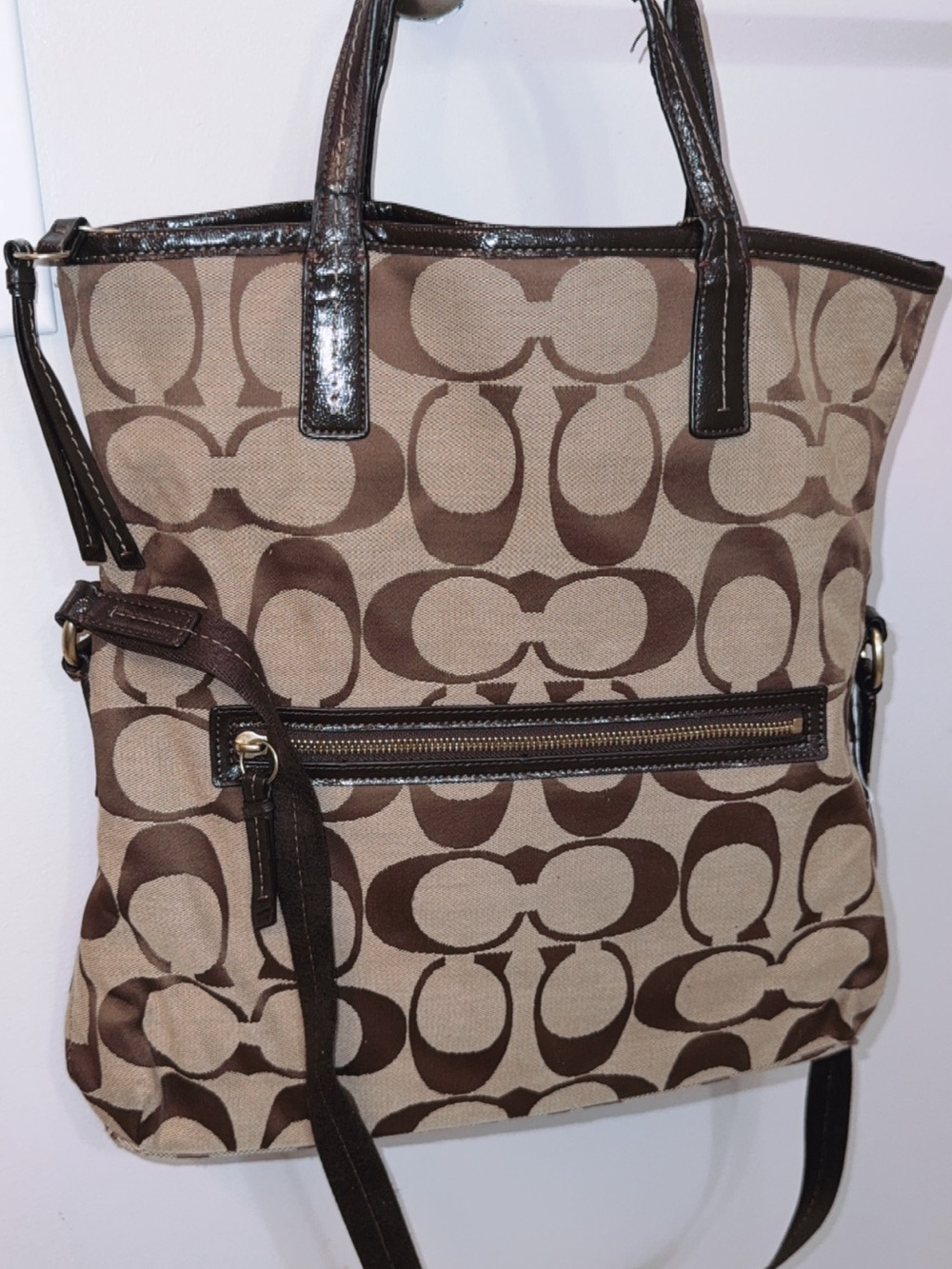 Coach Signature Stripe Foldover Tote F23304 - Picture 2 of 6